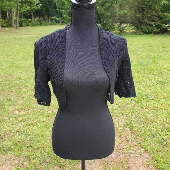Black Lace Cardigan Small EUC - Picture 3 of 9